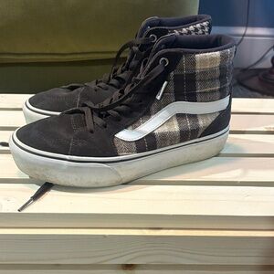 Vans Black and White Checkered High-Top Sneakers